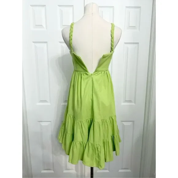 Kleid for Her Womens Lime Green Braided Tiered Julietta Mini Dress Size XS